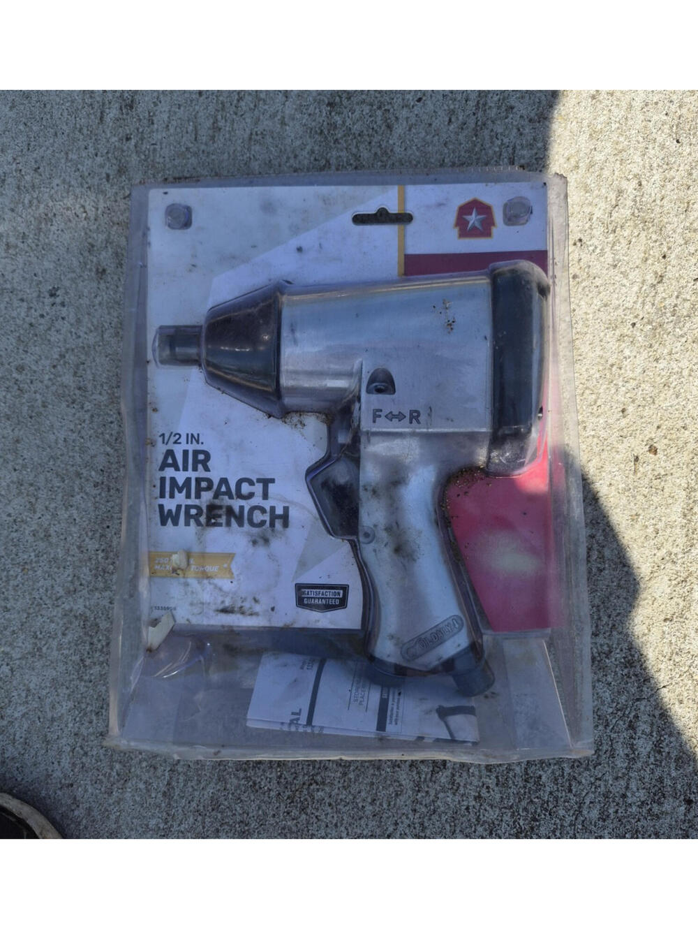 1/2 in Air Impact Wrench Pistol Grip Silver Black Aluminum Non-Ratcheting